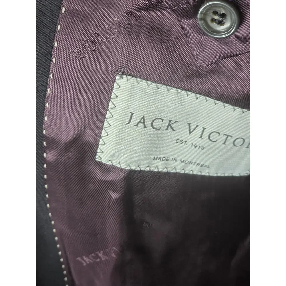 Jack Victor Men's Black Super 130s Italian Wool Blazer Sport Coat 46R
